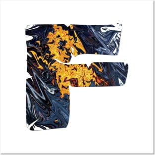 F FONT FIRE BLUE Posters and Art